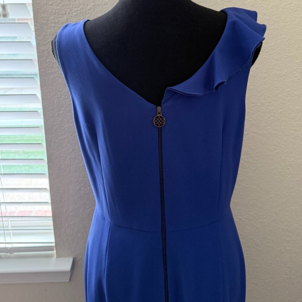 Antonio Melani Royal Blue Sleeveless Dress With Ruffle down Front  Size 6 - Picture 7 of 15